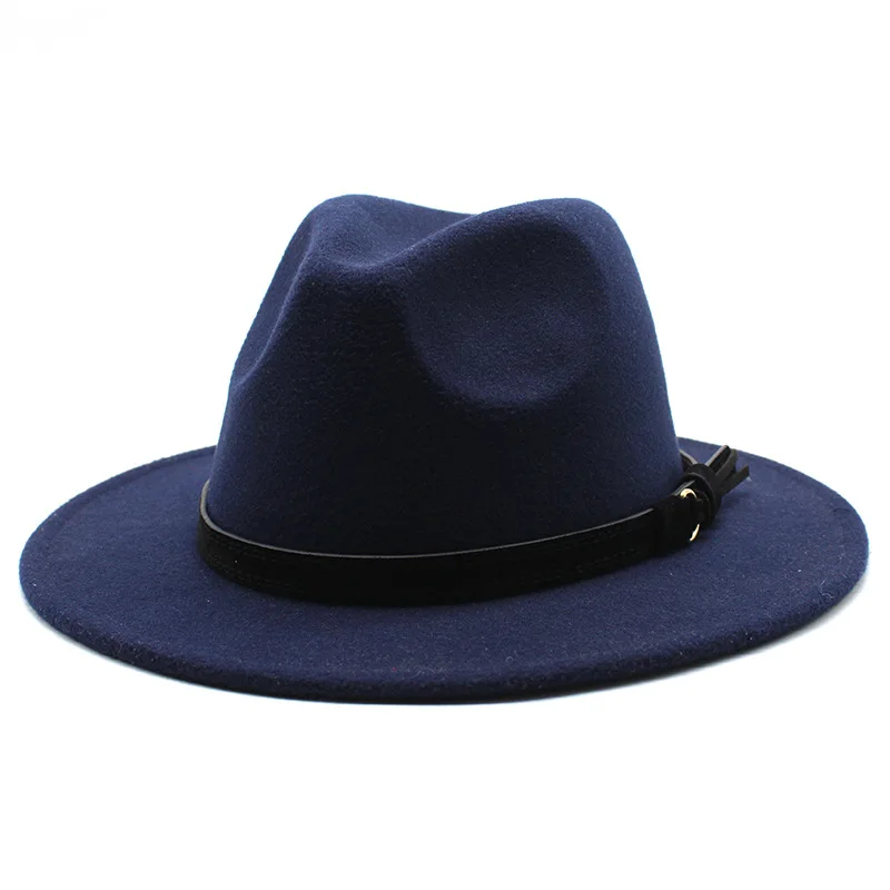 Sombrero Fedora de fieltro Gangster Trilby, gorras de Jazz de ala ancha europea americana, sombrero de boda blanco de lana para hombres y mujeres, 56-58-61CM: M / Oro