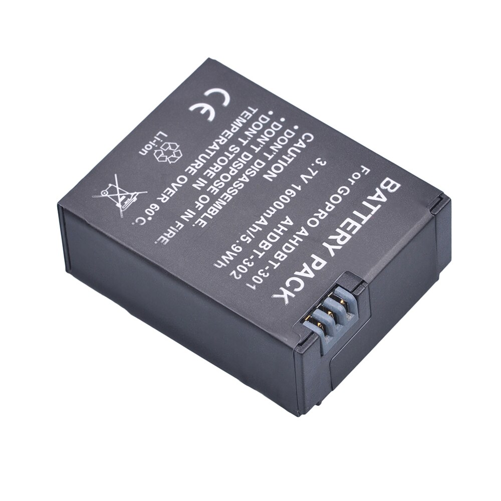 4 stks 1600 mAh Go Pro HERO 3 batteria voor GoPro HD HERO3/3, GoPro HERO3 +, HERO3 en GoPro AHDBT-201, AHDBT-301, AHDBT-302