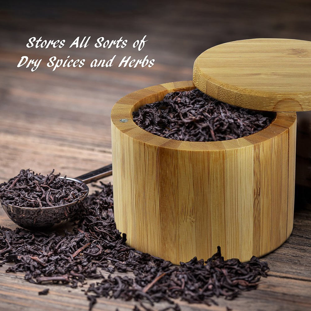, coctelera de sal Natural de bambú para cocina, botella de especias para el hogar con caja de almacenamiento con tapa, accesorios de cocina, tarro de condimento de madera