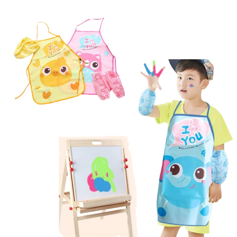 Newborn Baby Waterproof Apron Oversleeves Set Children Gown for Painting Kids Sleeveless Small Bib Apron for Kitchen Accessories