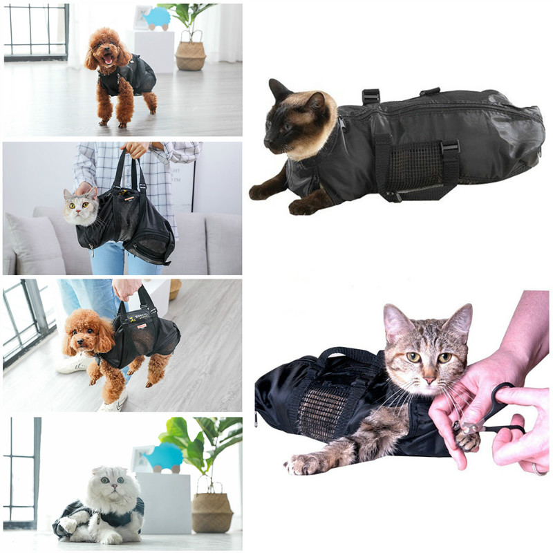 Unieke Verstelbare Mesh Grooming Bad Tas Kat Wassen Tassen Voor Huisdier Baden Nail Trimmen Injecteren Anti Scratch Bite Terughoudendheid