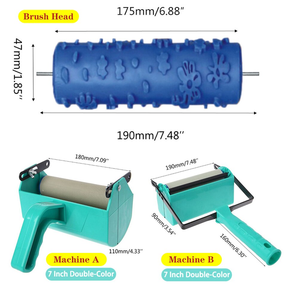 Wall Decoration Paint Roller 7" Rubber Brush Tools Roll For Wallpapering Room House Wallpaper Modern Decor Painting Machine