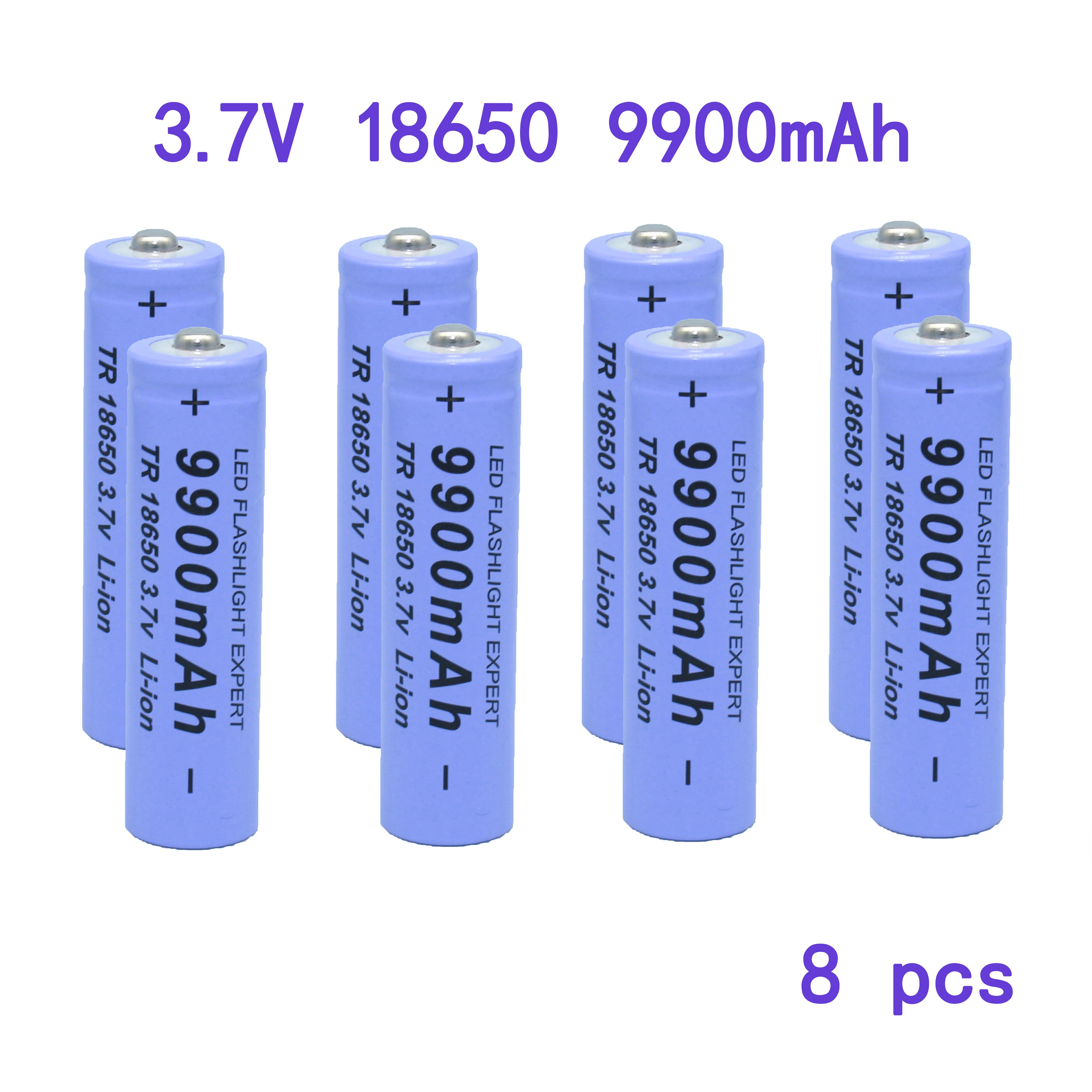 1865. bateria de alta qualidade.9900.mah 3.7v.18650 baterias li-ion bateria recarregavel para lanterna tocha + frete gratis: 8 pcs battery