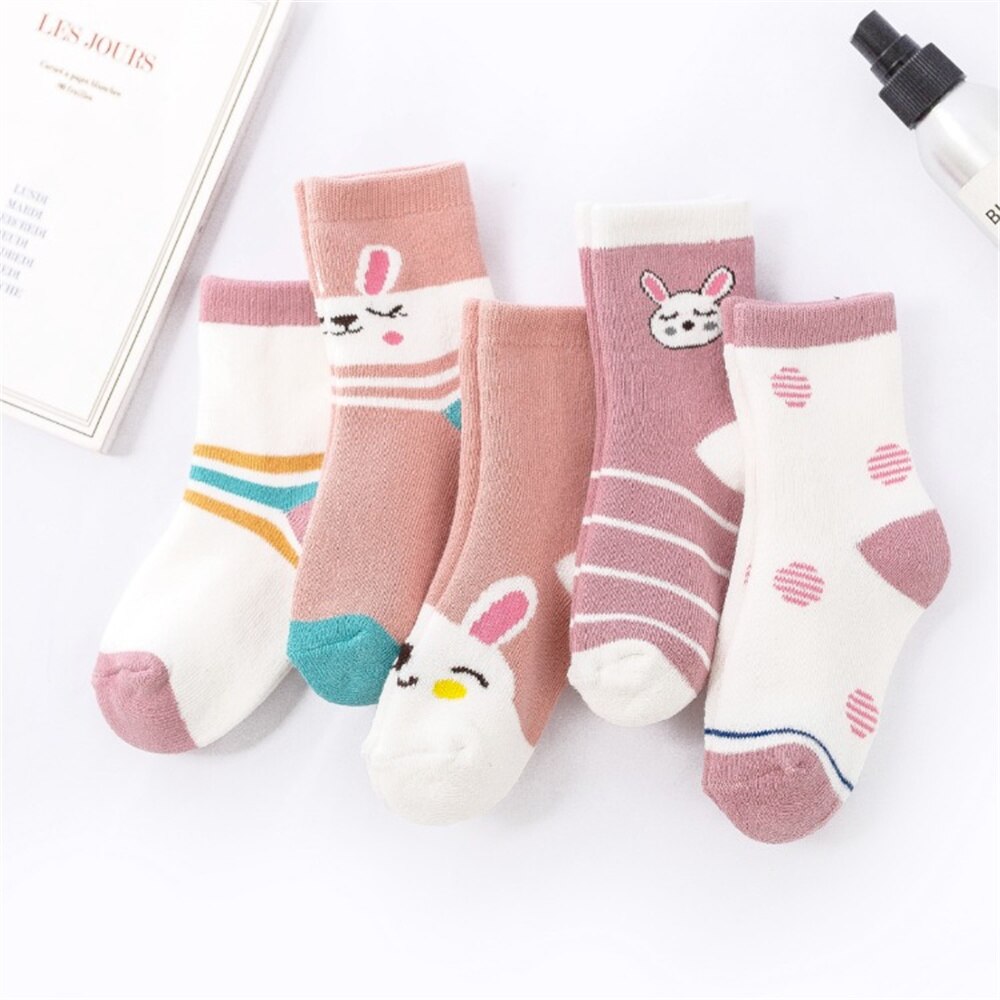 5pairs/set Cartoon Baby Socks Thicken Soft Warm for Baby Kids Children Girls Boys Autumn Winter Breathable Cotton Socks: style1