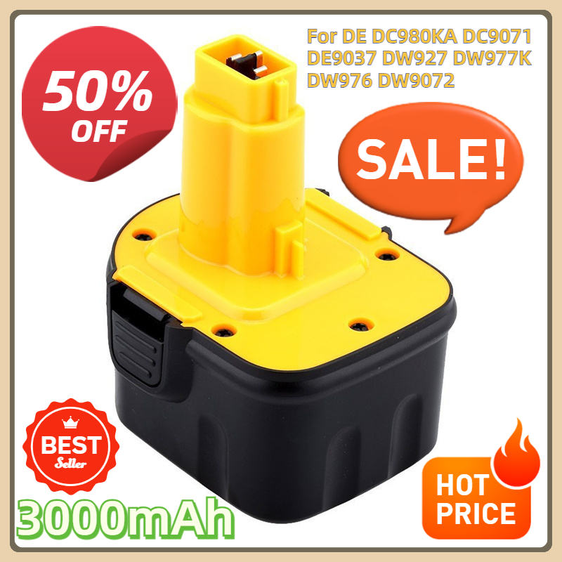 For DE DC980KA DC9071 DE9037 DW927 DW977K DW976 DW9072 DW975B DW972K DC740 DC845 DW051 Rechargeble 12V 3000mAh Battery
