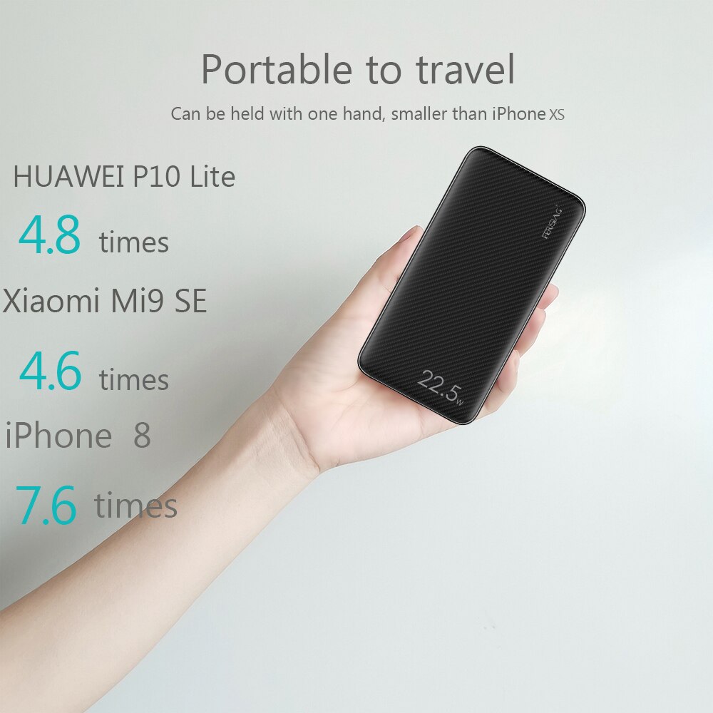 FERISING 20000mAh SCP VOOC 5A Power Bank 22.5W USB Type C External Battery Charger Quick Charge QC3.0 4.0 PD Powerbank Mi banks