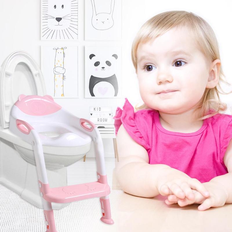 Kids Toilet Training Seat Folding Baby Potty Infant With Adjustable Baby Ladder Toilet ladder Folding Seat Toilet 1-7Y