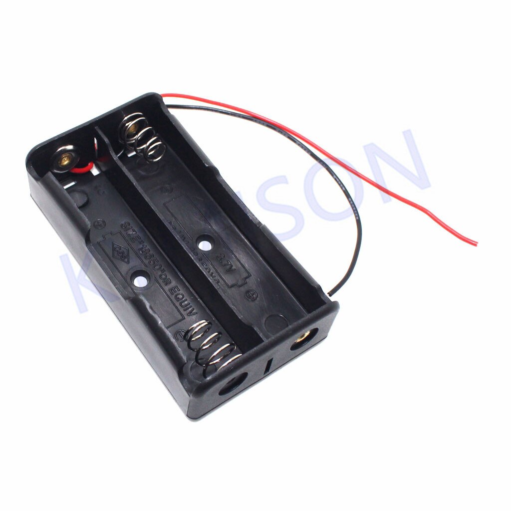 18650 Battery Box Black Plastic 1x 2x 3x 4x Storage Case 18650 1 2 3 4 Slot Way DIY Batteries Holder Container With Wire Lead: 2X18650
