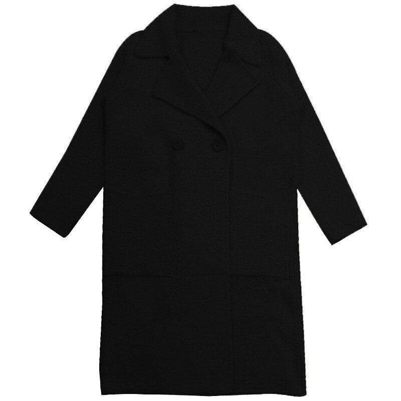 Spring Autumn Women Trench Coat Long White Warm Outwear Pocket Turn-down Collarloose Female Wool Coat Single Button Raincoat