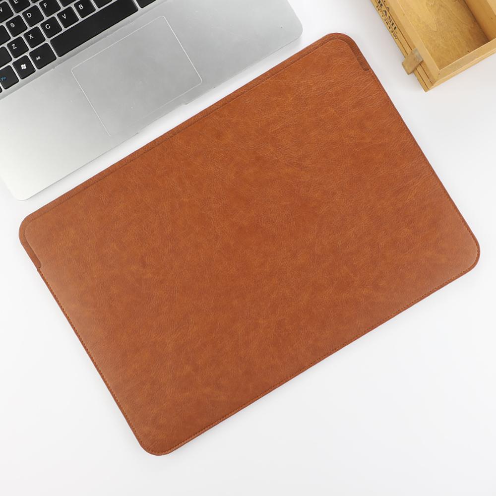 For MacBook Pro 16inch A2141 Sleeve Case Bag PU Leather Laptop Notebook Cover Carry Bag Pouch for Macbook Pro 16": Brown