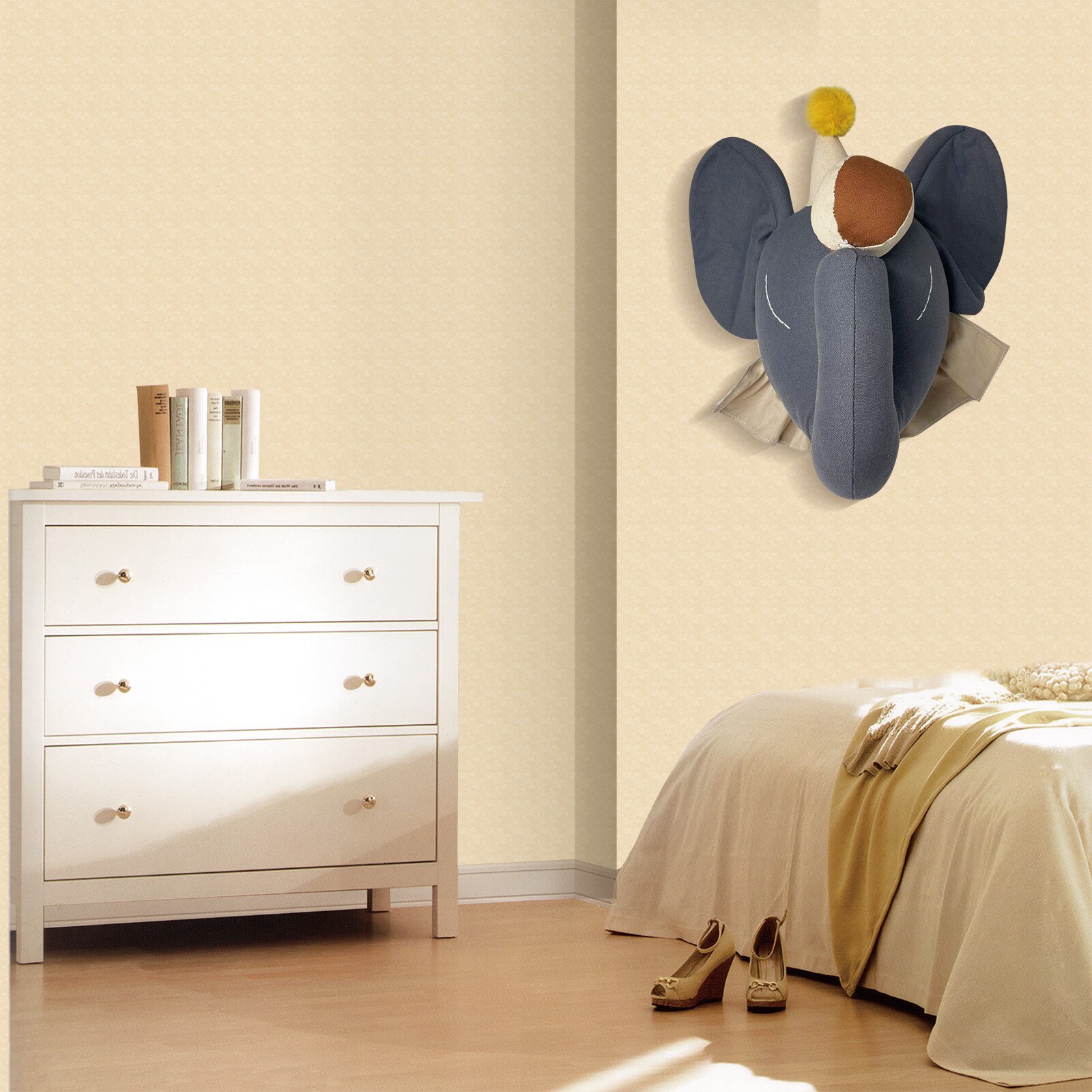 3D dessin animé Animal tête décoration en peluche éléphant jouet enfants chambre ornement jouet mural pour enfants chambre décor