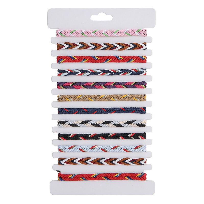 12pcs/set Mixed Color Colorful Cloth Handmade Braided Bracelets For Women Adjustable Rope Bracelet Friendship Jewelry