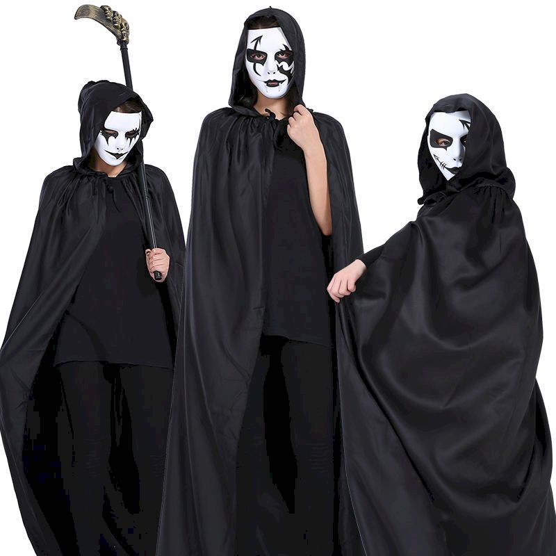 Nicemix halloween kostuum vrouw en kinderen cosplay grim reaper mantel vampier cosplay kleding dag van de doden duivel zwarte print