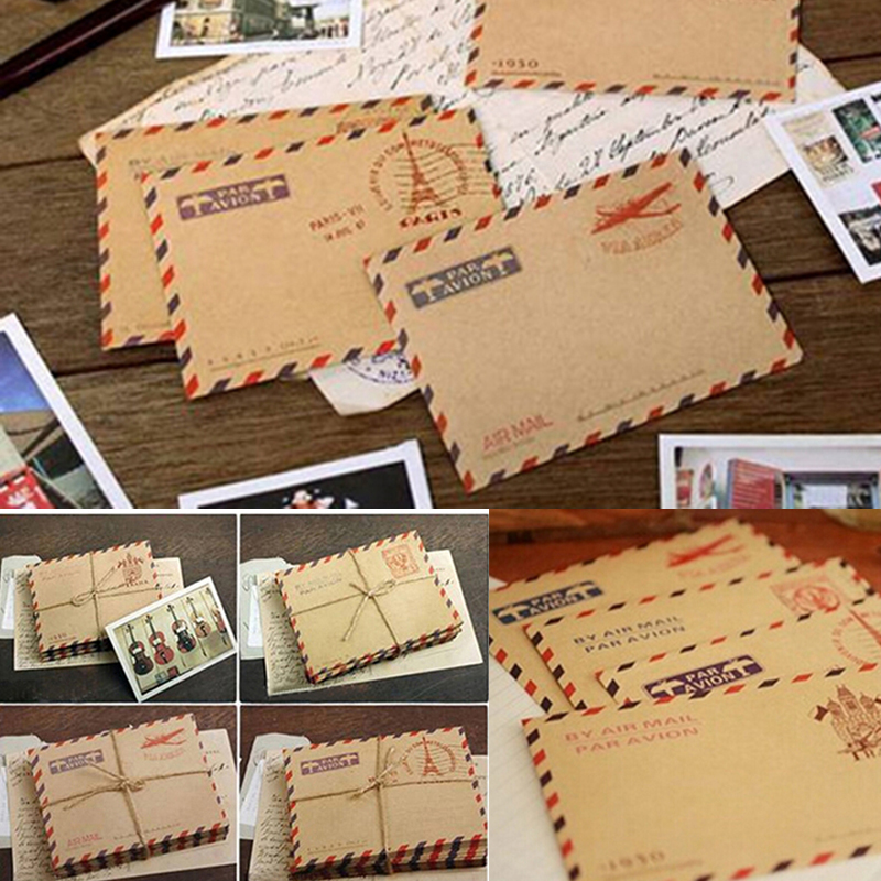10 Uds Mini sobre de nostálgico carta postal almacenamiento estacionario marrón papel Kraft Vintage sobre aprox.