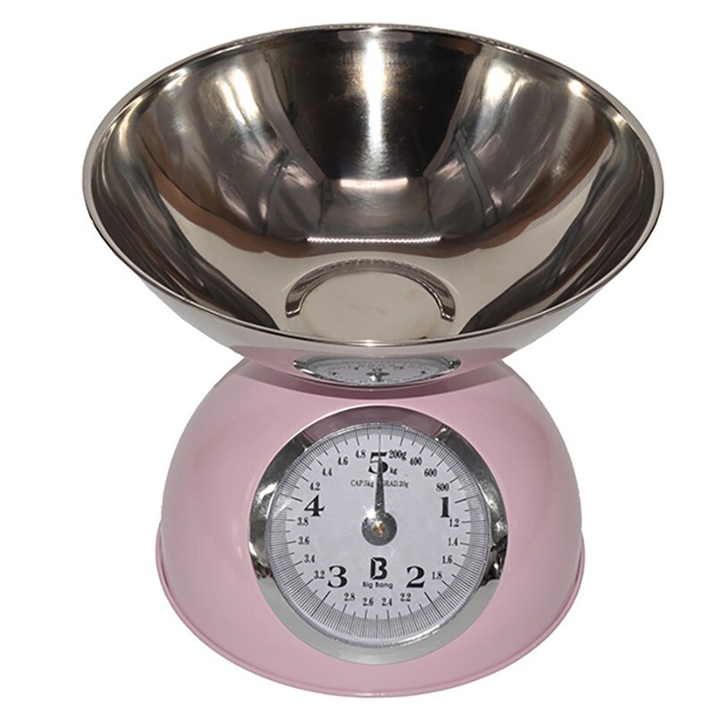 Precise Household Restaurant Kitchen Stainless Steel Scale Small Baking Food Scale Retro Small Table Scale: Pink