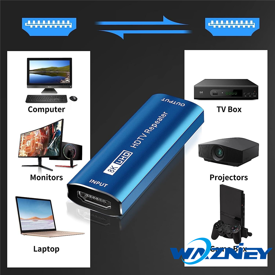 8K HDMI Extender Amplifier 8K 4K@60Hz UHD 4K HDMI Repeater HDMI 2.1 Signal Booster Adapter Up to 25M Female to Female Adapter