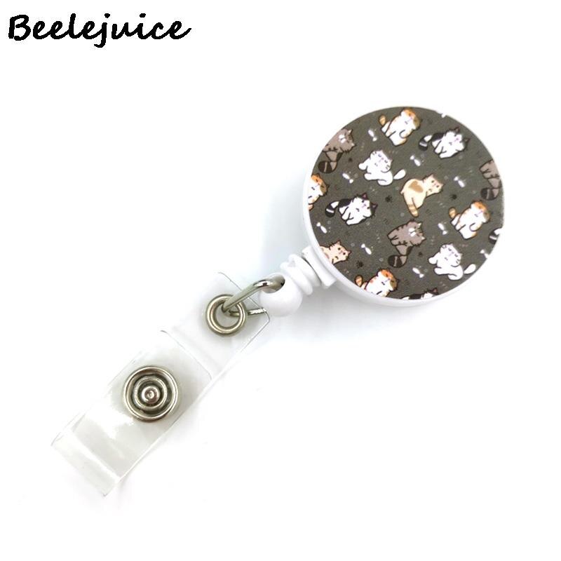 Grey Lovely Cute Cats Cute Card Cover Clip Lanyard Retractable Student Nurse Badge Clip Cartoon ID Card Badge Holder accessories: 1