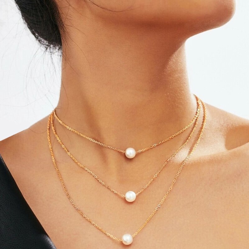 YWZIXLN 2021 Trend elegancka biżuteria ślubna duży naszyjnik z pereł dla kobiet moda biała sztuczna perła Choker naszyjnik N0179