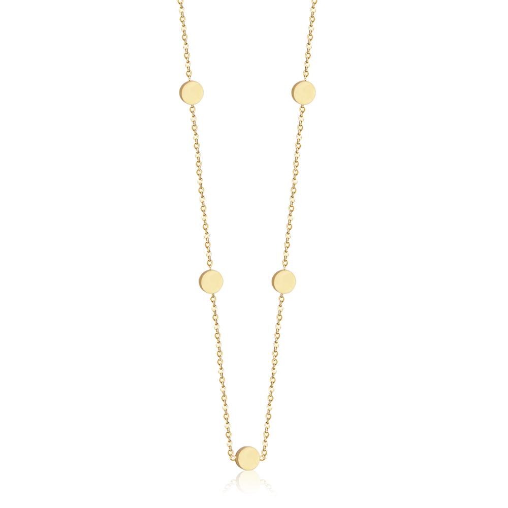 Luxo triângulo de ouro círculo estrela feminino menina colares gargantilha colares 35cm + 15cm aço inoxidável ajustável correntes colares: Circle Gold