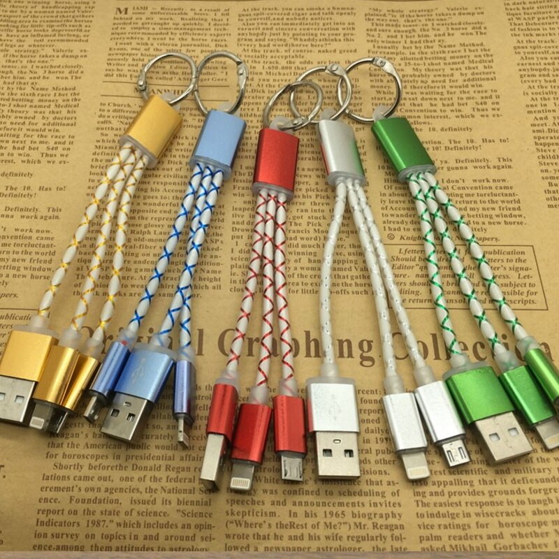 Antirr Snelle 2in1 Micro USB 8pin Metalen Sleutelhanger USB Sync Gegevens Charger Cable voor iPhone 5 5s 6 6s 7plus Andirod Samsung