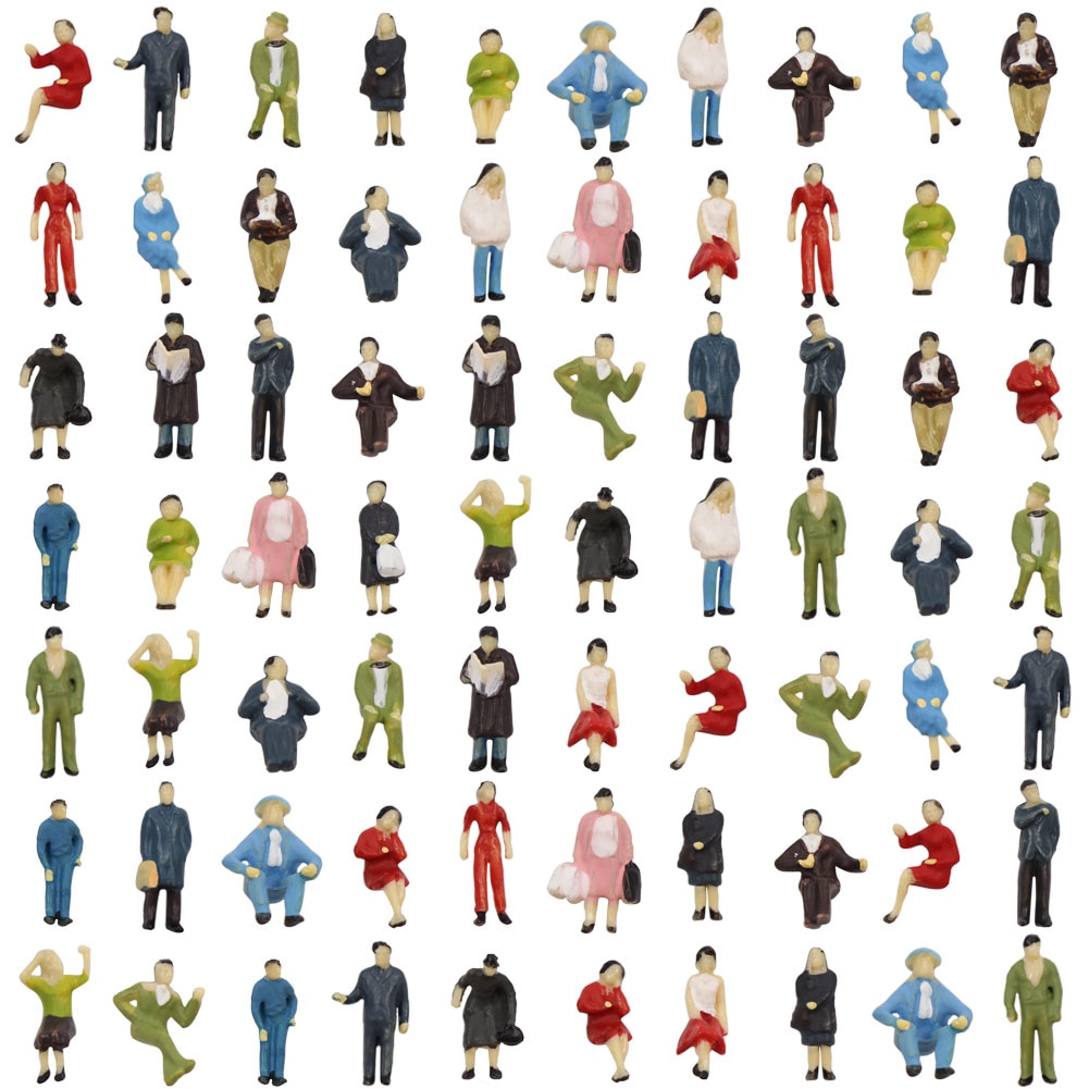 24pcs/48pcs/72pcs HO scale 1:87 Seated Standing People Figures Passenger Model Train Layout P8717