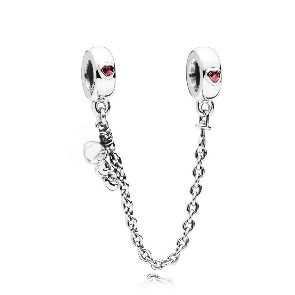 Original 925 sterling silver bead charm star safety chain rose gold suitable for brand female bracelet DIY jewelry: 797173CZR