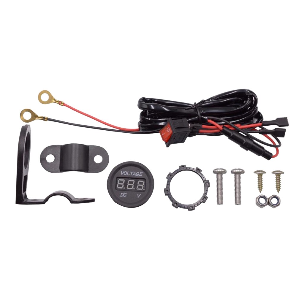 Rood 12-24V Motorfiets Led Digitale Voltmeter Spanningsmeter Op Uit Schakelaar