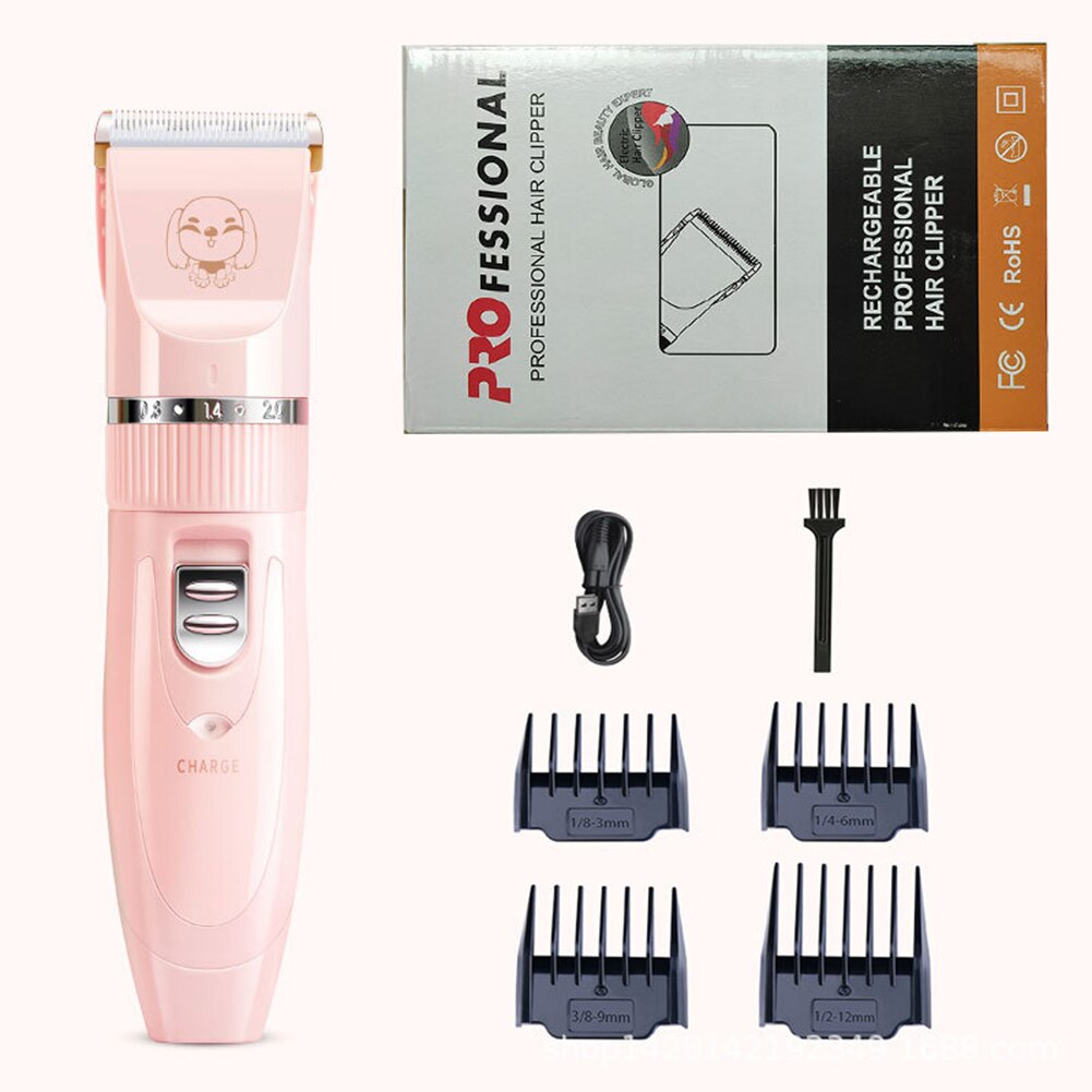 Hond Tondeuse Grooming Elektrische Schaar Honden Cutter Oplaadbare Draadloze Scheerapparaat Low Noise Kapsel Tool Trimmer: Light pink