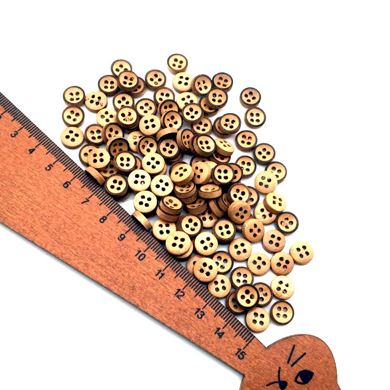 6 Boutons En Bois Bascules 2 Dents Artisanat - Formes Potelées Uniques - Neuf