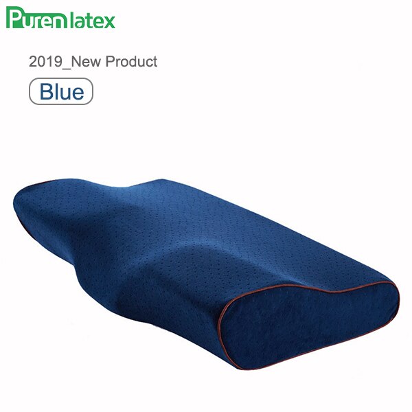 Purenlatex Memory Foam Bescherm Cervicale Kussen Orthopedische Volwassen Oude Mensen Hals Ondersteuning Contour Massage Bed Voor Slapen Student: Blue / 50x30x10x6cm