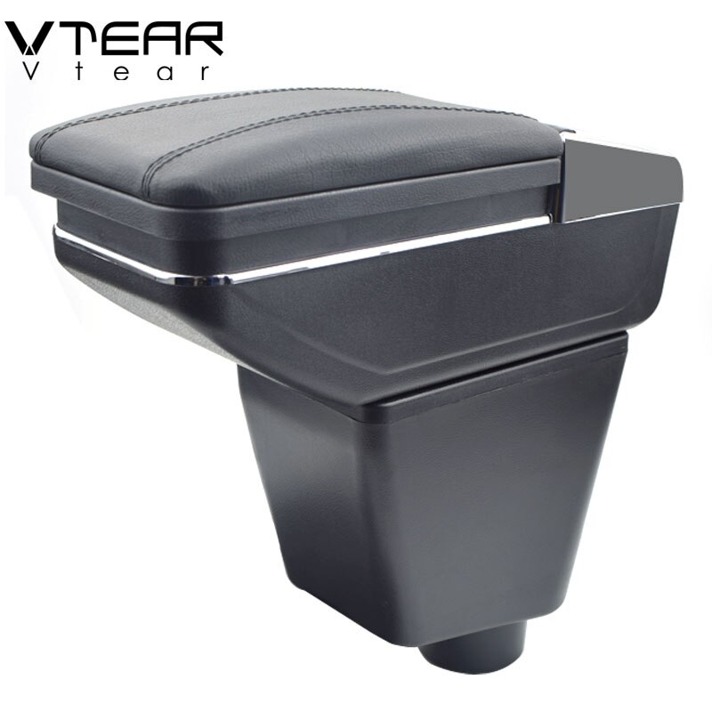 Vcry-accessoires pour renault clio 2, accoudoir de voiture accoudoir en cuir, boîte de rangement rotative, salon de voiture, console centrale,