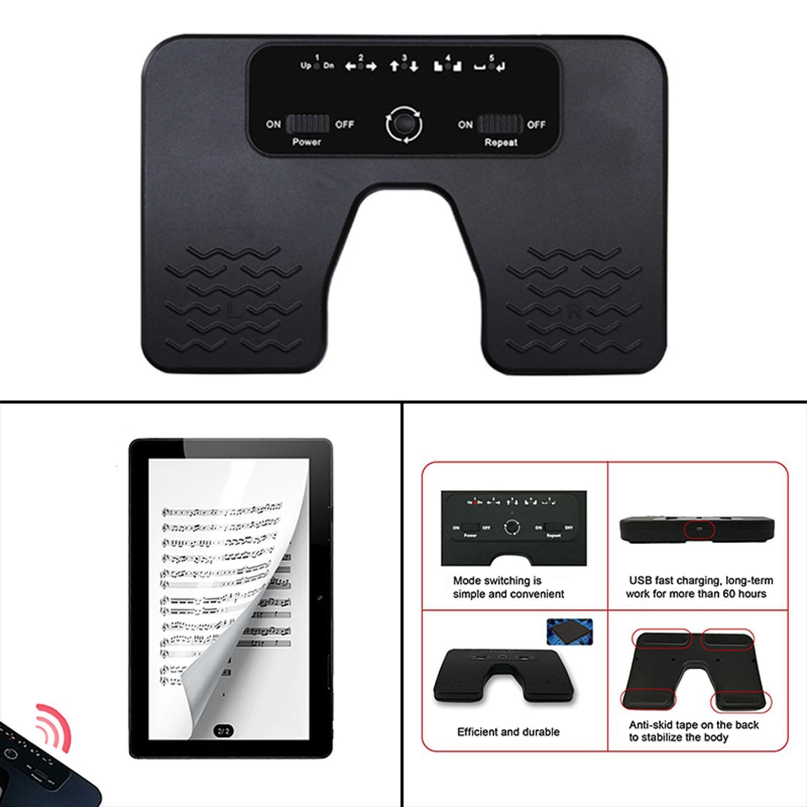 Wireless Page Turner Pedal USB Turning Pages Foot Pedal for Piano Tablets Smartphones