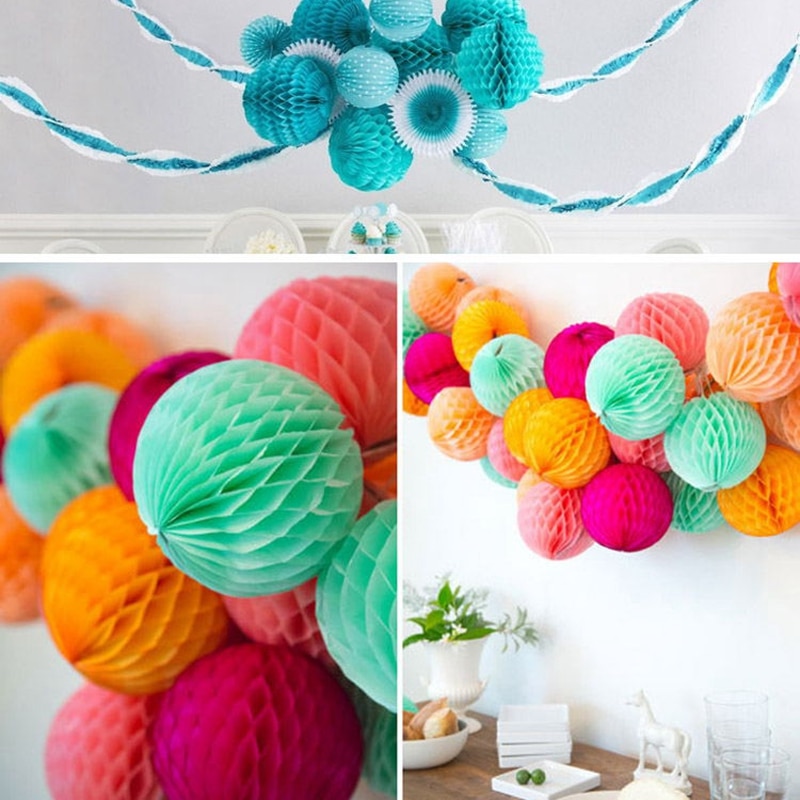 8 " (20cm) 17 farver honeycomb bolde papir lanterner bryllup husholdningsdekorationer supermarkeder shopping markeder udendørs dekoration