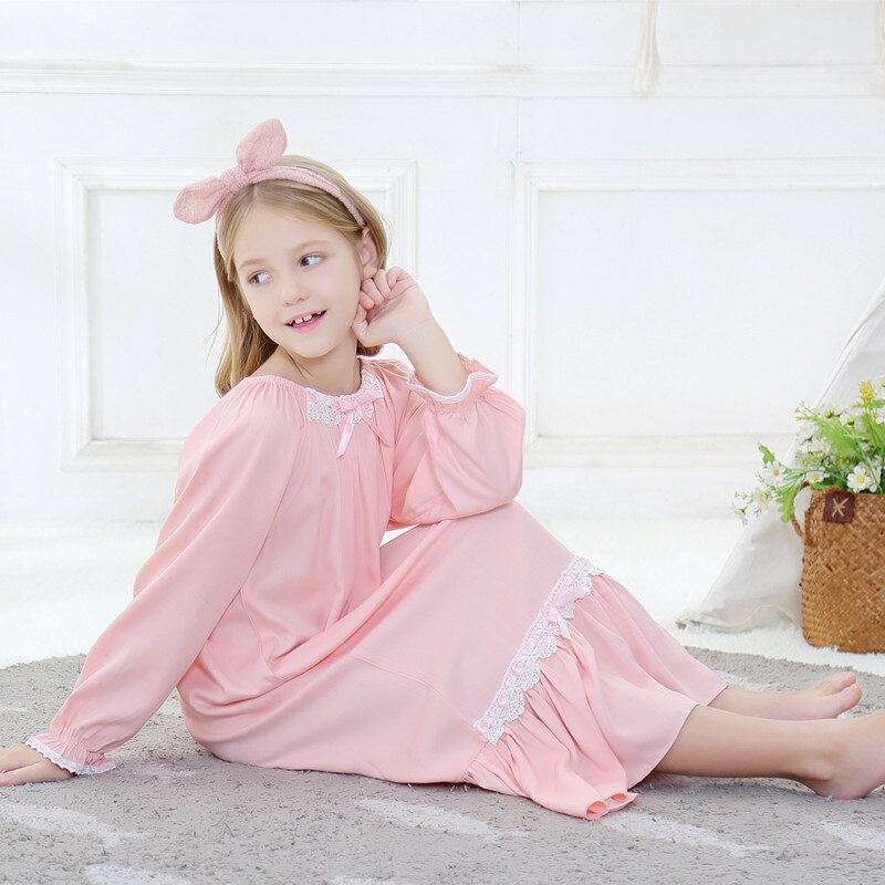 Mädchen Prinzessin Nachthemd 100% Baumwolle Langarm Lange Nachthemden Für Baby Mädchen Weichen Nachtwäsche Kleinkinder freundlicher Hause Kleidung