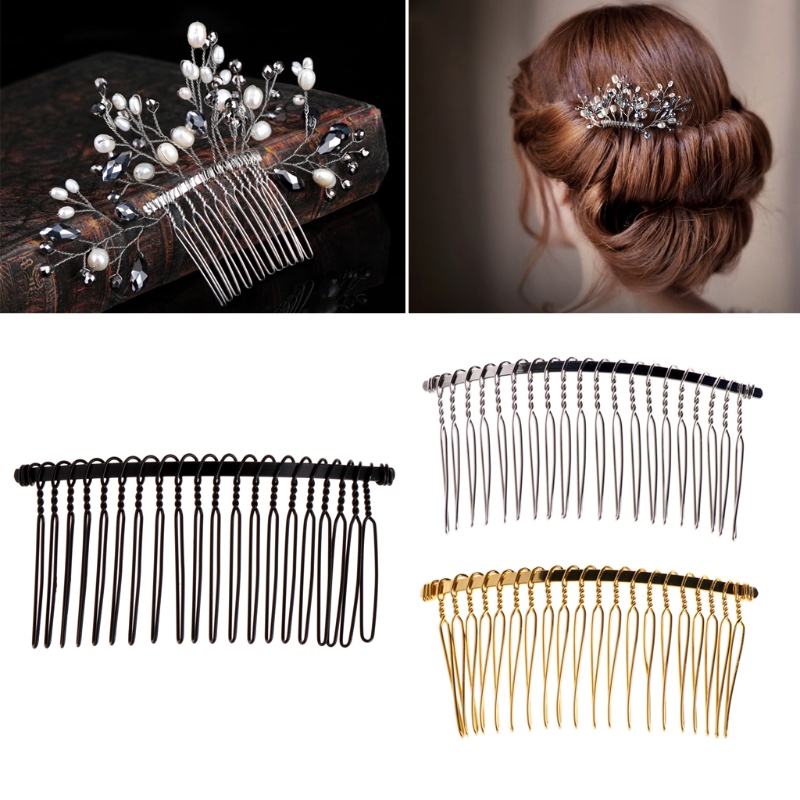 Pinzas para el pelo de 20 dientes para novia, accesorios para el cabello, peine lateral de Metal para velo de novia, herramienta de peinado DIY para mujer