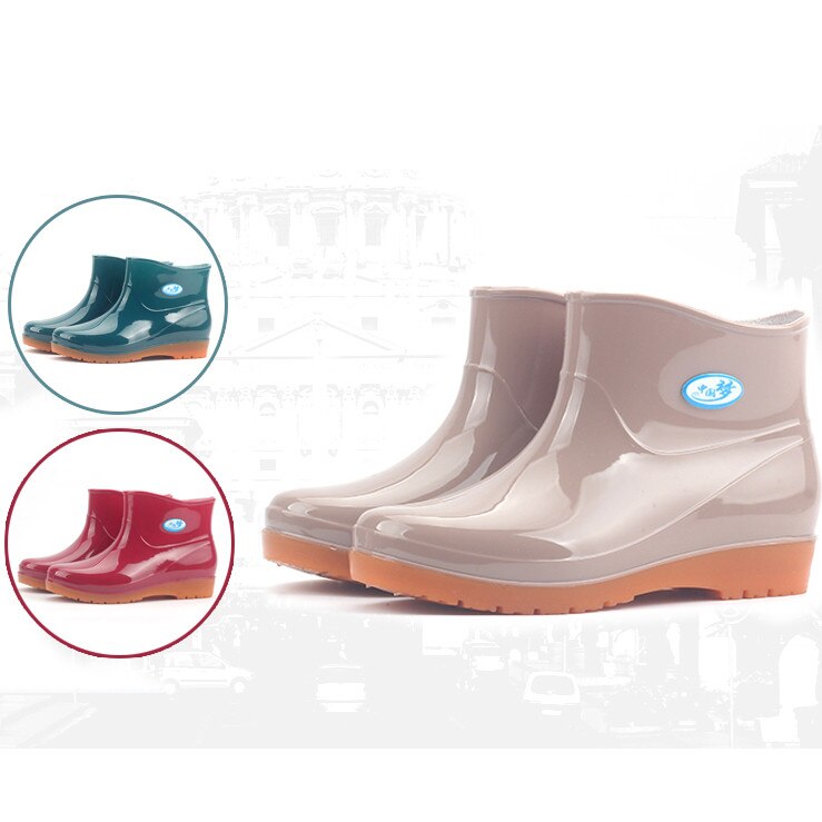 Bottes de pluie à bout rond pour femmes, chaussures de loisirs à talons bas, Tube central étanche, Olid Flat avec chaussures, #3