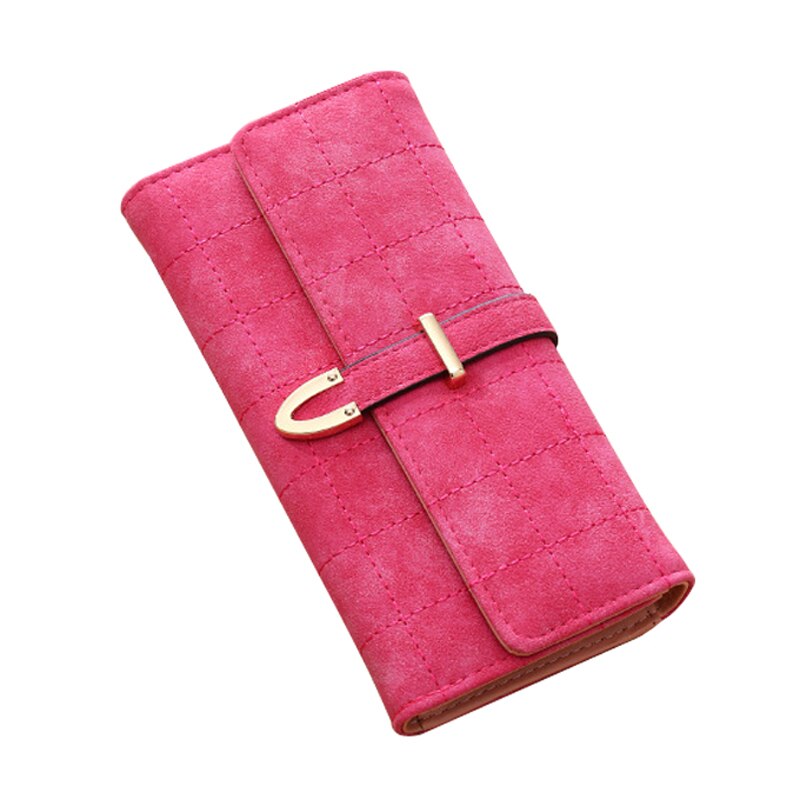 Nova carteira feminina de couro pu, bolsa feminina, porta-cartão de identificação, grande capacidade, de alta qualidade: Style 2  Rose red