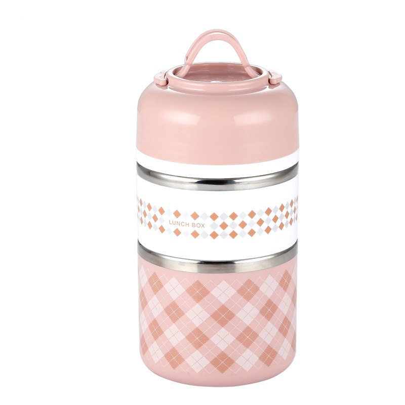 Japanse Thermos Lunchbox Voor Voedsel Container Draagbare Thermische Lunchbox Leuke Bento Lunchbox Lekvrij 2 3 Lagen: B-pink-2