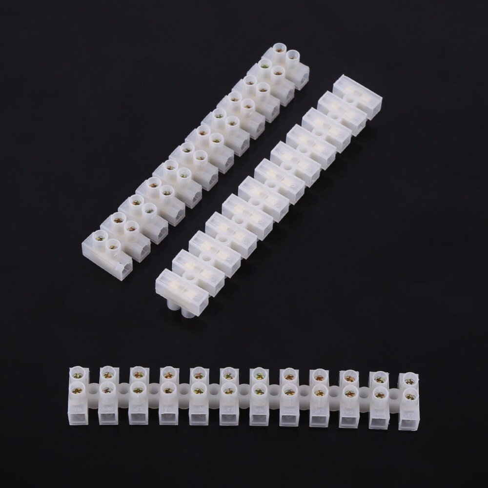 10pcs 360V 10A Terminal Blocks Dual Row Screw Terminals Electric Barrier 12-terminal Strip Block