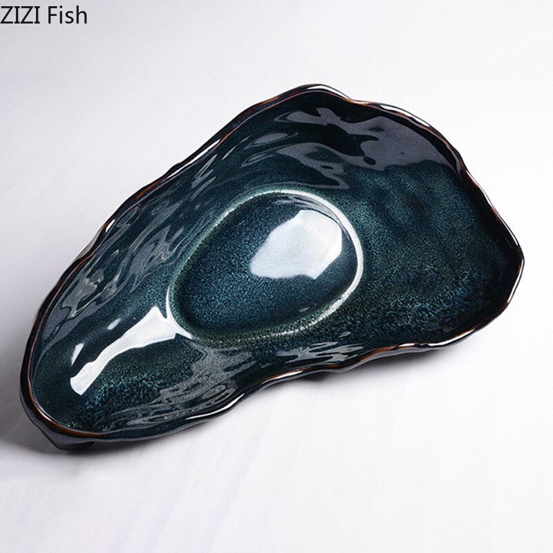 Irregular Ceramic Plate Oyster-shaped Dinner Plate Dessert Plates Fruit Snack Tray Decorative Plates Seasoning Bowl Spice Dishes
