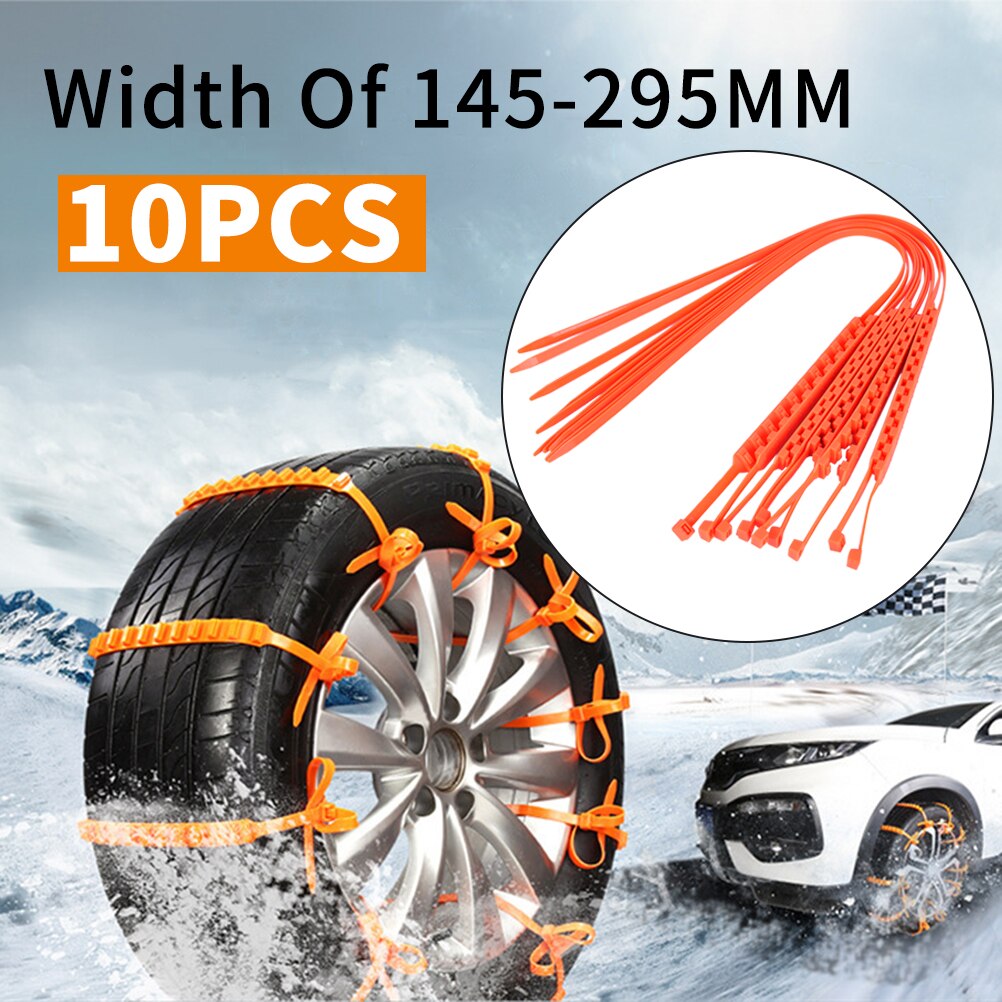 10pz catene da neve per auto pneumatici da neve pneumatici di emergenza fascette antiscivolo in nylon.