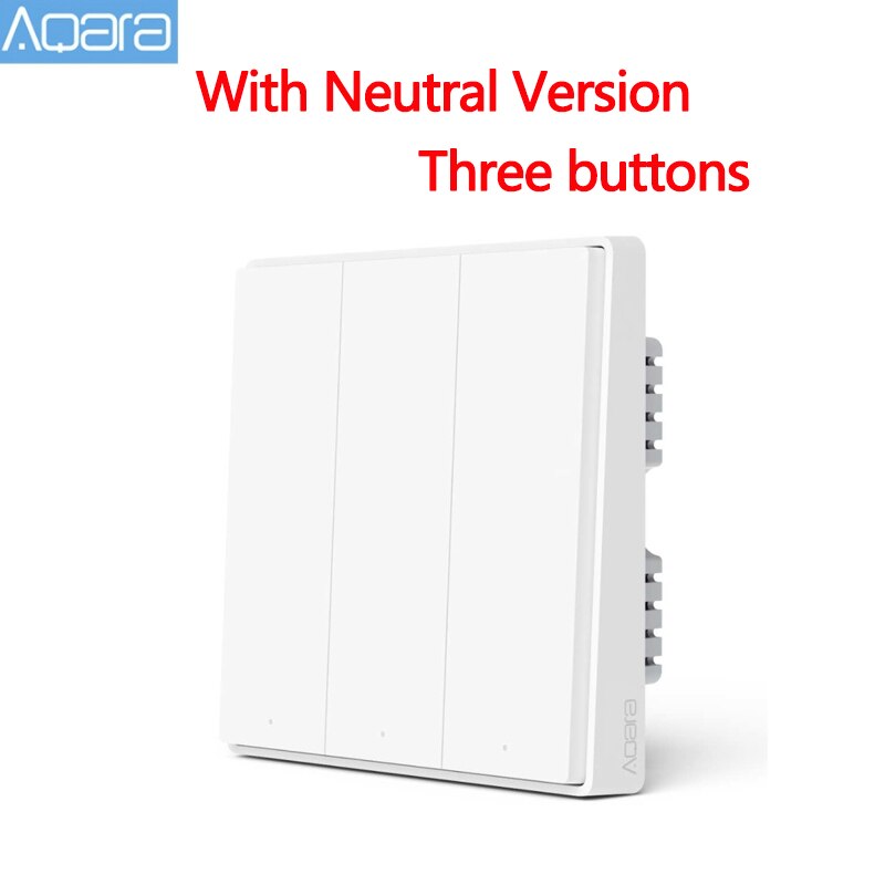Aqara Mijia Zigbee interrupteur mural intelligent D1 interrupteur de télécommande sans fil Via l'application Smartphone pour Xiaomi Mijia maison intelligente: Neutral 3 key