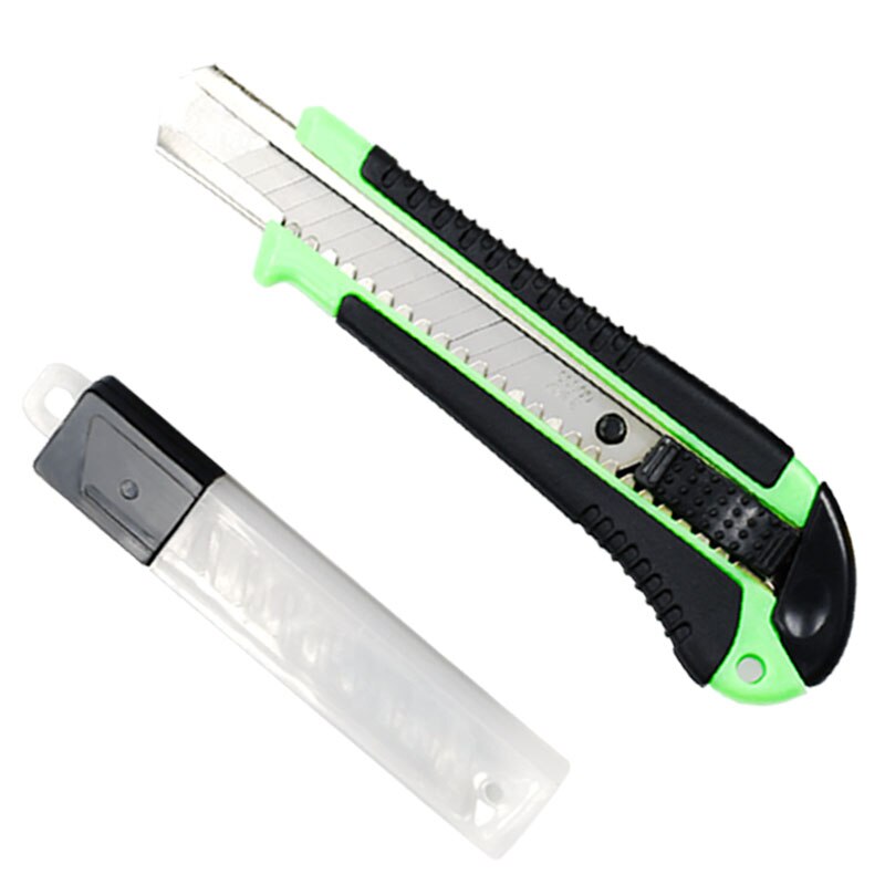 Klinge cutter tæppe cutter værktøj værktøj kniv kunst luksus metal tapet opbevaring 5 stykke klinge papir skåret skæring 18mm: Grøn