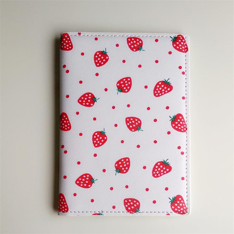 Strawberry Passport Holder,Travel Credit Card Holder Ticket Coin Storagege PU Leather Passport Cover 14*10CM