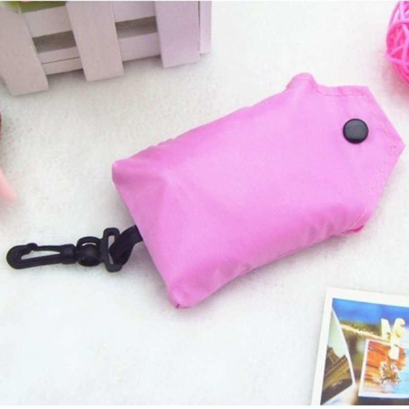 1 ud. Bolso de compras plegable reutilizable bolso de mano portátil bolso de compras bolso de viaje con aro llavero Clip Color al azar