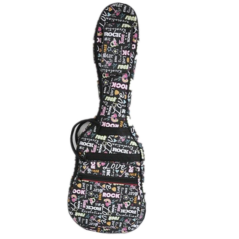 God bærbar polstret elektrisk guitar taske vandtæt taske blød gig rygsæk skulderstropper: Sort med mønstre