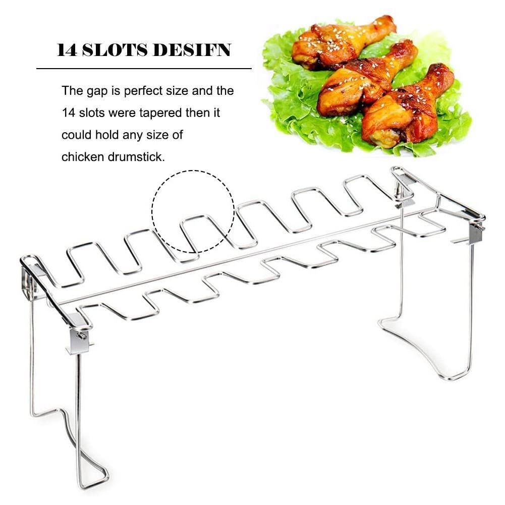 Barbecue Grill Non-stick Rib Plank Stand Gebraden Rack Staal Grillen Bbq Ribben Rack Kip Grillen Baske