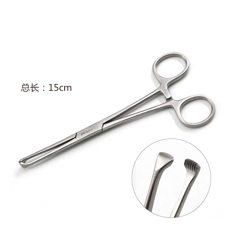 Pinzas para dientes de Alice Rat, instrumentos quirúrgicos ortopédicos para mascotas, pinzas para tejidos, pinzas cervicales, pinzas uterinas: Negro y plata