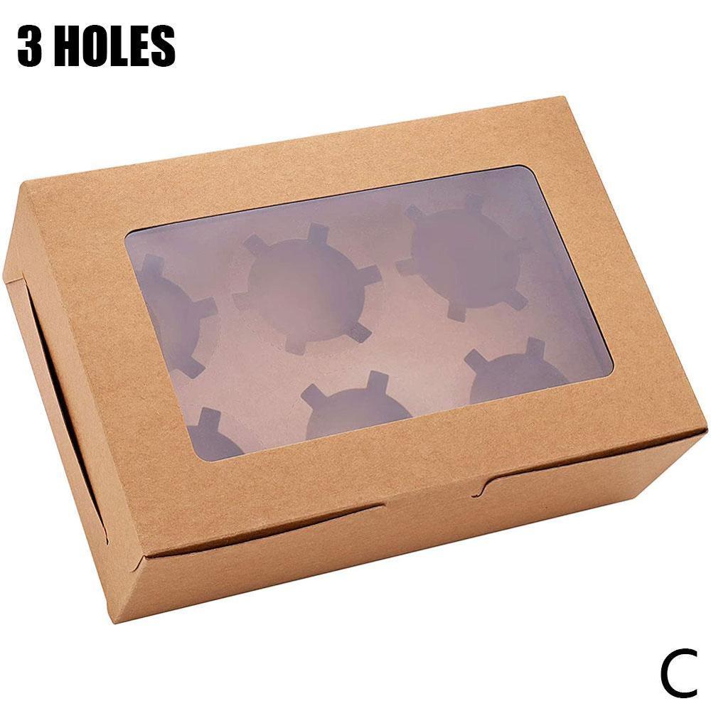 2/4/6 löcher Cupcake Verpackung Kasten Muffin Kasten Keks Gebäck Kasten Kraft Papier Kasten Kuchen Schokolade Verpackung Backen Werkzeuge: 24x16x7.5cm