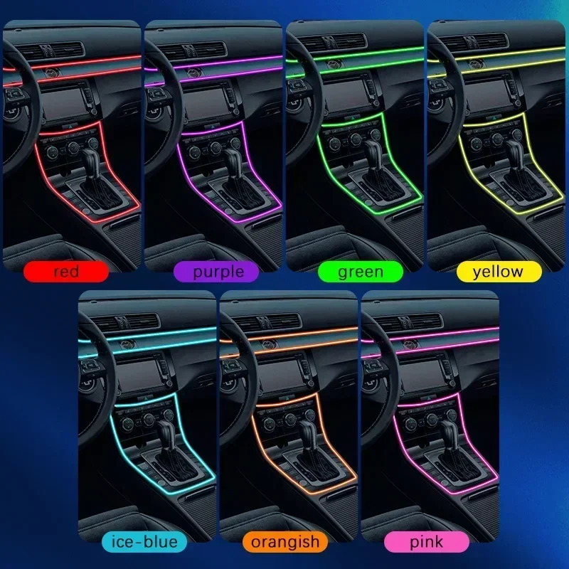 Auto Innen RGB LED Atmosphäre Licht Streifen USB Fiber Optic Neon Unsichtbare Umgebungs Lampe Center Konsole Tür Dekoration Trim